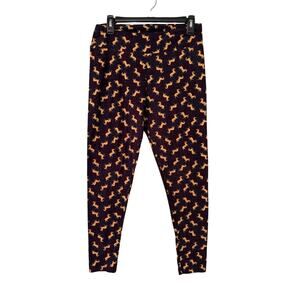 LuLaRoe Women’s Tall And Curvy Purple And Yellow Horse Leggings 29x25